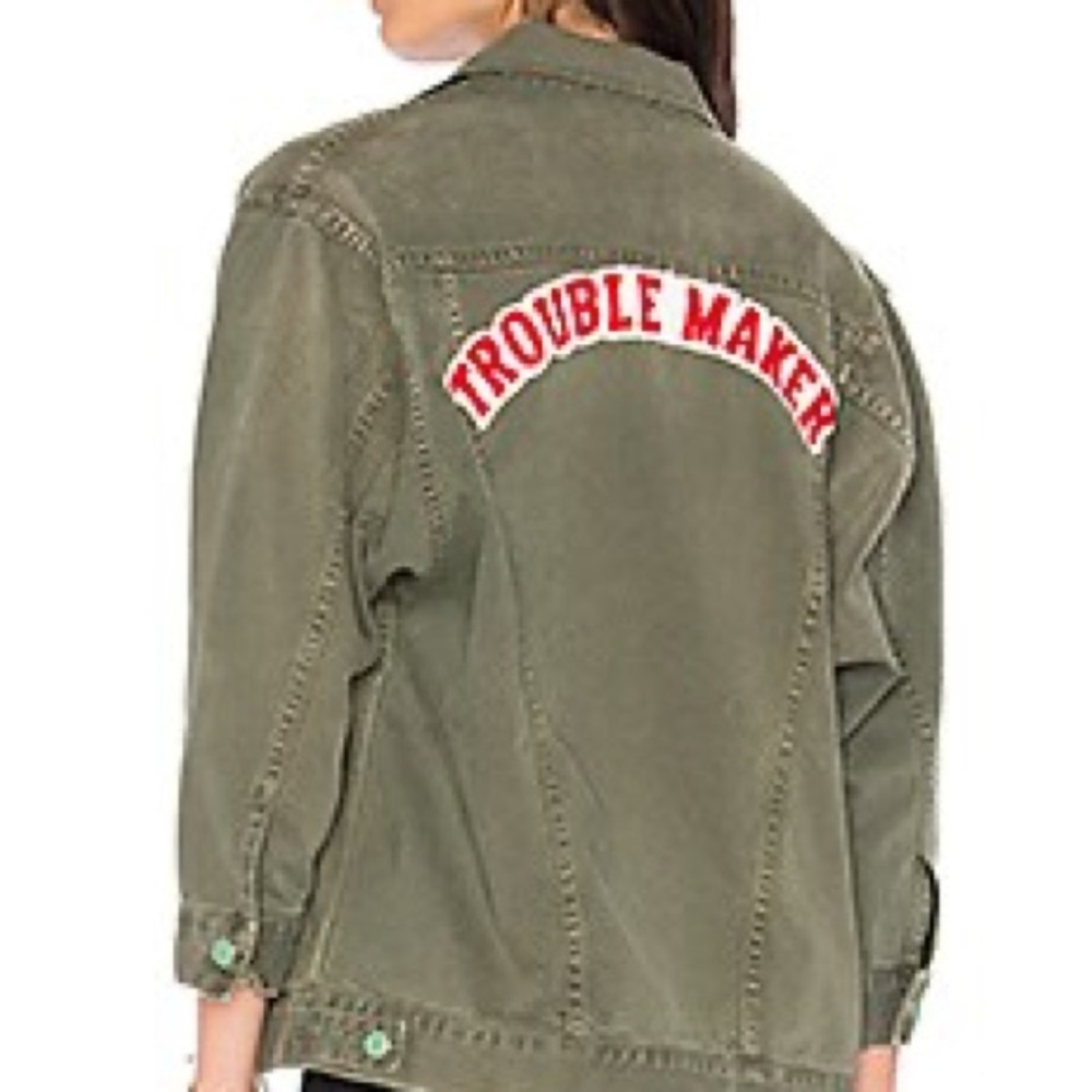 Sandrine Rose The Troublemaker Utility Denim Jacket Army Green Size Medium - Picture 2 of 13